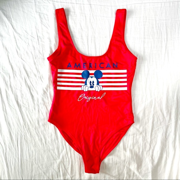 One piece red Minnie Mouse Swimsuit - Picture 3 of 7